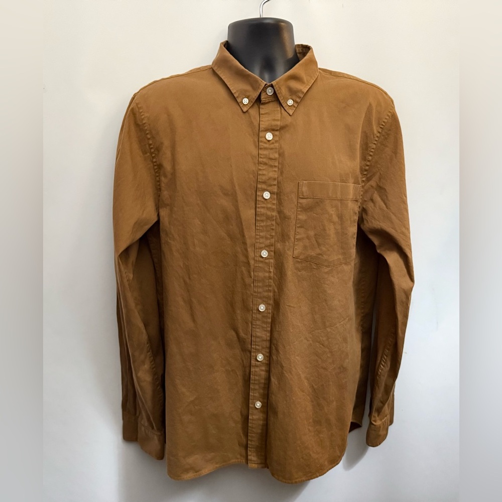 BUCK MASON Shirt Mens L Skyline Poplin Button Down Chest Pocket Brown Cotton - Picture 6 of 14